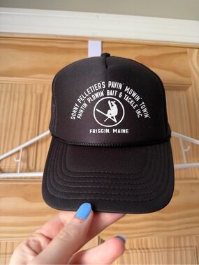Donny Pelletier's Pawin' Mowin' Black Trucker Hat - Friggin, Maine